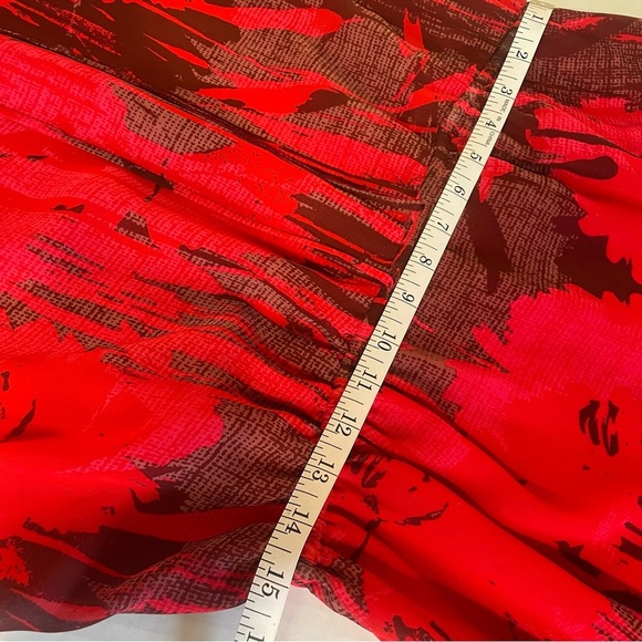 Adrianna Papell Women's Drawstring Waist Red Abstract Midi Dress Size 12 - Picture 12 of 12